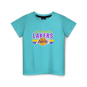 Детская футболка хлопок с принтом Los Angeles Lakers в Белгороде, 100% хлопок | круглый вырез горловины, полуприлегающий силуэт, длина до линии бедер | basketball | lakers | баскетболл | лос анджелес | нба