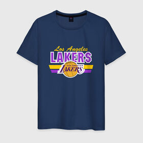 Мужская футболка хлопок с принтом Los Angeles Lakers в Белгороде, 100% хлопок | прямой крой, круглый вырез горловины, длина до линии бедер, слегка спущенное плечо. | basketball | lakers | баскетболл | лос анджелес | нба