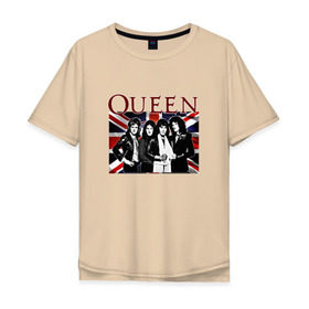 Мужская футболка хлопок Oversize с принтом Queen band в Белгороде, 100% хлопок | свободный крой, круглый ворот, “спинка” длиннее передней части | england | freddie | mercury | queen   легендарная рок группаqueen | фредди меркьури