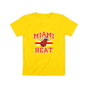 Детская футболка хлопок с принтом Miami Heat в Белгороде, 100% хлопок | круглый вырез горловины, полуприлегающий силуэт, длина до линии бедер | basketball | nba | баскетболл | майами | нба | хит