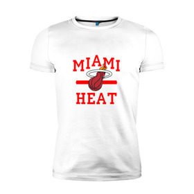 Мужская футболка премиум с принтом Miami Heat в Белгороде, 92% хлопок, 8% лайкра | приталенный силуэт, круглый вырез ворота, длина до линии бедра, короткий рукав | basketball | nba | баскетболл | майами | нба | хит
