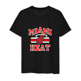 Мужская футболка хлопок с принтом Miami Heat в Белгороде, 100% хлопок | прямой крой, круглый вырез горловины, длина до линии бедер, слегка спущенное плечо. | basketball | nba | баскетболл | майами | нба | хит