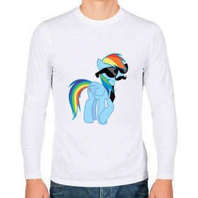 Мужской лонгслив хлопок с принтом Rainbow Dash в Белгороде, 100% хлопок |  | mlp | pony | rainbow dash | пони | радуга | рэйнбоу | усы