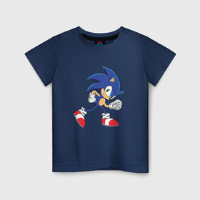 Детская футболка хлопок с принтом Sonic the Hedgehog в Белгороде, 100% хлопок | круглый вырез горловины, полуприлегающий силуэт, длина до линии бедер | Тематика изображения на принте: sonic | sonic the hedgehogсега | олдскул | соник