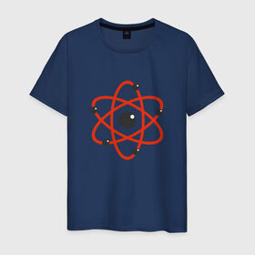 Мужская футболка хлопок с принтом Atom в Белгороде, 100% хлопок | прямой крой, круглый вырез горловины, длина до линии бедер, слегка спущенное плечо. | атом | атомэлектрон | молекула | протон | химия