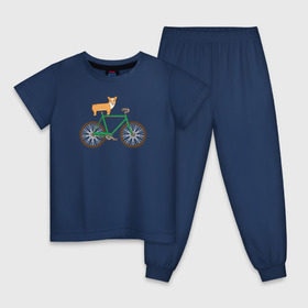 Детская пижама хлопок с принтом Корги на велосипеде в Белгороде, 100% хлопок |  брюки и футболка прямого кроя, без карманов, на брюках мягкая резинка на поясе и по низу штанин
 | велосипед | корги | собака