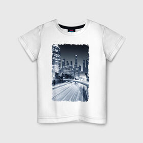 Детская футболка хлопок с принтом Ночной город в Белгороде, 100% хлопок | круглый вырез горловины, полуприлегающий силуэт, длина до линии бедер | америка | мегаполис | ночь | столица | сша