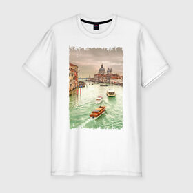 Мужская футболка премиум с принтом Венеция в Белгороде, 92% хлопок, 8% лайкра | приталенный силуэт, круглый вырез ворота, длина до линии бедра, короткий рукав | венеция | город на воде | италия