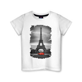 Детская футболка хлопок с принтом Эйфелева башня в Белгороде, 100% хлопок | круглый вырез горловины, полуприлегающий силуэт, длина до линии бедер | france | paris | париж | франция | эйфелева башня