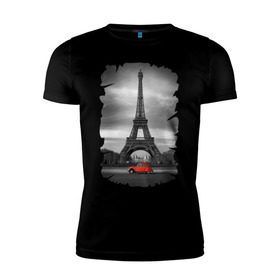 Мужская футболка премиум с принтом Эйфелева башня в Белгороде, 92% хлопок, 8% лайкра | приталенный силуэт, круглый вырез ворота, длина до линии бедра, короткий рукав | france | paris | париж | франция | эйфелева башня
