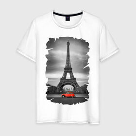 Мужская футболка хлопок с принтом Эйфелева башня в Белгороде, 100% хлопок | прямой крой, круглый вырез горловины, длина до линии бедер, слегка спущенное плечо. | france | paris | париж | франция | эйфелева башня