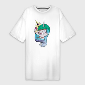 Платье-футболка хлопок с принтом Princess Celestia в Белгороде,  |  | celestia | mlp | pony | unicorn | пони | селестия