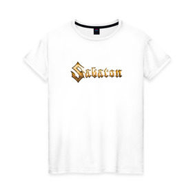 Женская футболка хлопок с принтом Sabaton в Белгороде, 100% хлопок | прямой крой, круглый вырез горловины, длина до линии бедер, слегка спущенное плечо | sabaton