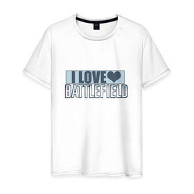 Мужская футболка хлопок с принтом I LOVE BATTLEFIELD в Белгороде, 100% хлопок | прямой крой, круглый вырез горловины, длина до линии бедер, слегка спущенное плечо. | Тематика изображения на принте: 