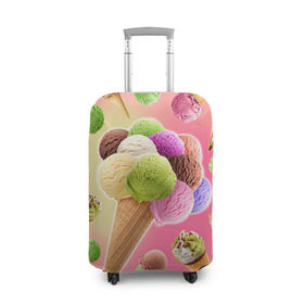 Чехол для чемодана 3D с принтом Мороженое в Белгороде, 86% полиэфир, 14% спандекс | двустороннее нанесение принта, прорези для ручек и колес | cream | ice | icecream | вкусная | еда | мороженое | рожок