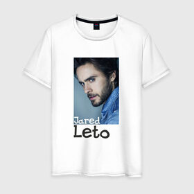 Мужская футболка хлопок с принтом Jared Leto в Белгороде, 100% хлопок | прямой крой, круглый вырез горловины, длина до линии бедер, слегка спущенное плечо. | Тематика изображения на принте: 