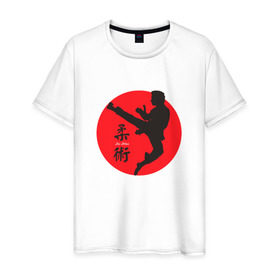 Мужская футболка хлопок с принтом Джиу-джитсу в Белгороде, 100% хлопок | прямой крой, круглый вырез горловины, длина до линии бедер, слегка спущенное плечо. | боевые искусства | джиу джитсуджиу джитсу | самурай | япония
