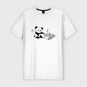 Мужская футболка премиум с принтом Милости в Белгороде, 92% хлопок, 8% лайкра | приталенный силуэт, круглый вырез ворота, длина до линии бедра, короткий рукав | панда