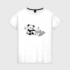 Женская футболка хлопок с принтом Милости в Белгороде, 100% хлопок | прямой крой, круглый вырез горловины, длина до линии бедер, слегка спущенное плечо | панда
