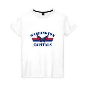 Женская футболка хлопок с принтом Washington Capitals WC в Белгороде, 100% хлопок | прямой крой, круглый вырез горловины, длина до линии бедер, слегка спущенное плечо | capitals | ovechkin | washington | вашингтон | овечкин