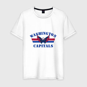 Мужская футболка хлопок с принтом Washington Capitals WC в Белгороде, 100% хлопок | прямой крой, круглый вырез горловины, длина до линии бедер, слегка спущенное плечо. | capitals | ovechkin | washington | вашингтон | овечкин