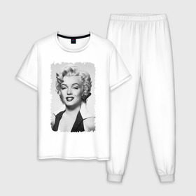 Мужская пижама хлопок с принтом Мэрилин Монро (Marilyn Monroe) в Белгороде, 100% хлопок | брюки и футболка прямого кроя, без карманов, на брюках мягкая резинка на поясе и по низу штанин
 | Тематика изображения на принте: marilyn monroe | актриса | мэрилин монро | певица