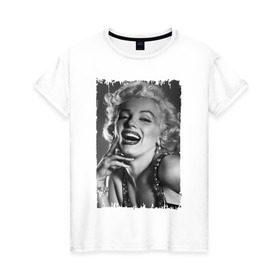 Женская футболка хлопок с принтом Marilyn Monroe в Белгороде, 100% хлопок | прямой крой, круглый вырез горловины, длина до линии бедер, слегка спущенное плечо | marilyn monroe | актриса | мэрилин монро | певица