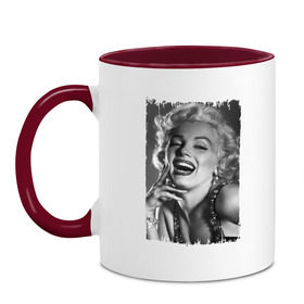 Кружка двухцветная с принтом Marilyn Monroe в Белгороде, керамика | объем — 330 мл, диаметр — 80 мм. Цветная ручка и кайма сверху, в некоторых цветах — вся внутренняя часть | Тематика изображения на принте: marilyn monroe | актриса | мэрилин монро | певица