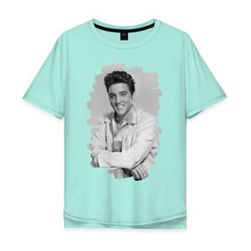 Мужская футболка хлопок Oversize с принтом Elvis Presley в Белгороде, 100% хлопок | свободный крой, круглый ворот, “спинка” длиннее передней части | elvis presley | король | рок н ролл | элвис пресли