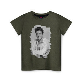Детская футболка хлопок с принтом Elvis Presley в Белгороде, 100% хлопок | круглый вырез горловины, полуприлегающий силуэт, длина до линии бедер | Тематика изображения на принте: elvis presley | король | рок н ролл | элвис пресли