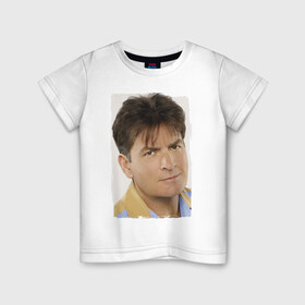 Детская футболка хлопок с принтом Чарли Шин (Charlie Sheen) в Белгороде, 100% хлопок | круглый вырез горловины, полуприлегающий силуэт, длина до линии бедер | charlie sheen | кинозвезда | ситком | чарли шин