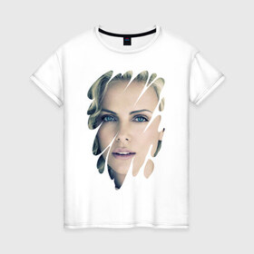 Женская футболка хлопок с принтом Шарлиз Терон в Белгороде, 100% хлопок | прямой крой, круглый вырез горловины, длина до линии бедер, слегка спущенное плечо | 