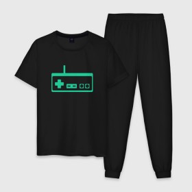 Мужская пижама хлопок с принтом GamePad Nintendo classic в Белгороде, 100% хлопок | брюки и футболка прямого кроя, без карманов, на брюках мягкая резинка на поясе и по низу штанин
 | Тематика изображения на принте: 