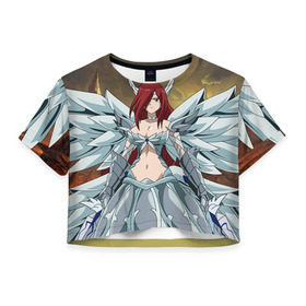 Женская футболка 3D укороченная с принтом Fairy tail в Белгороде, 100% полиэстер | круглая горловина, длина футболки до линии талии, рукава с отворотами | anime | fairy tail | аниме | фейри тейл | хвост феи