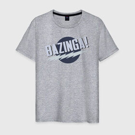 Мужская футболка хлопок с принтом Black Big Bang Theory Bazinga в Белгороде, 100% хлопок | прямой крой, круглый вырез горловины, длина до линии бедер, слегка спущенное плечо. | black big bang theory bazinga теория большого
