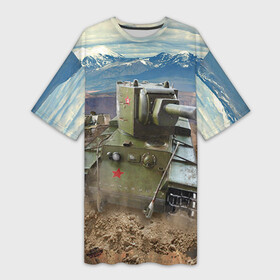 Платье-футболка 3D с принтом Танк КВ 2 в Белгороде,  |  | армия | войска | кв 2 | сила | танк | танки | танкист | танковые войска