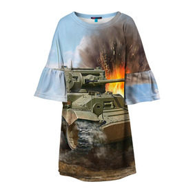 Детское платье 3D с принтом Танк в Белгороде, 100% полиэстер | прямой силуэт, чуть расширенный к низу. Круглая горловина, на рукавах — воланы | армия | войска | сила | танк | танки | танкист | танковые войска