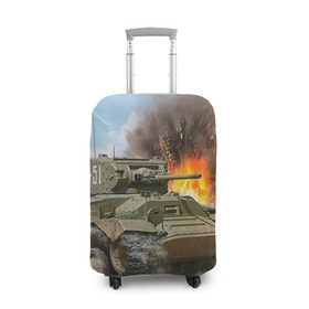 Чехол для чемодана 3D с принтом Танк в Белгороде, 86% полиэфир, 14% спандекс | двустороннее нанесение принта, прорези для ручек и колес | армия | войска | сила | танк | танки | танкист | танковые войска