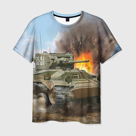 Мужская футболка 3D с принтом Танк в Белгороде, 100% полиэфир | прямой крой, круглый вырез горловины, длина до линии бедер | армия | войска | сила | танк | танки | танкист | танковые войска