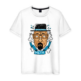 Мужская футболка хлопок с принтом Heisenberg - Only Meth в Белгороде, 100% хлопок | прямой крой, круглый вырез горловины, длина до линии бедер, слегка спущенное плечо. | breaking bad | chef | dope | heisenberg | walter white