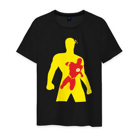 Мужская футболка хлопок с принтом Flash Minimalist Comics в Белгороде, 100% хлопок | прямой крой, круглый вырез горловины, длина до линии бедер, слегка спущенное плечо. | flash minimalist comics justice flash флеш