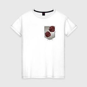 Женская футболка хлопок с принтом Роза в Белгороде, 100% хлопок | прямой крой, круглый вырез горловины, длина до линии бедер, слегка спущенное плечо | 