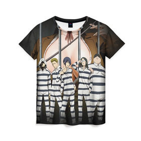 Женская футболка 3D с принтом Prison School в Белгороде, 100% полиэфир ( синтетическое хлопкоподобное полотно) | прямой крой, круглый вырез горловины, длина до линии бедер | kangoku gakuen | kiyoshi fujino | киёши фуджино | призон скул