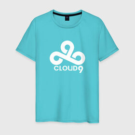 Мужская футболка хлопок с принтом Cloud9 в Белгороде, 100% хлопок | прямой крой, круглый вырез горловины, длина до линии бедер, слегка спущенное плечо. | на макете изображен логотип известной киберспортивной команды cloud9cloud9