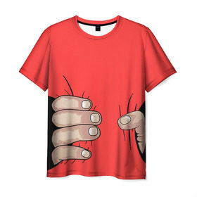 Мужская футболка 3D с принтом Рука в Белгороде, 100% полиэфир | прямой крой, круглый вырез горловины, длина до линии бедер | обхват | пальцы | рука | талия