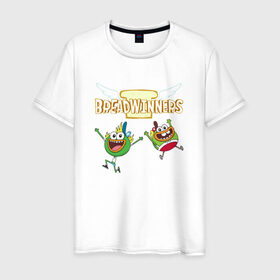 Мужская футболка хлопок с принтом Шлёп-Шлёп и Быдыщ в Белгороде, 100% хлопок | прямой крой, круглый вырез горловины, длина до линии бедер, слегка спущенное плечо. | хлебоутки | шлёп шлёп и быдыщbreadwinners