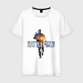 Мужская футболка хлопок с принтом Battlefield 4 в Белгороде, 100% хлопок | прямой крой, круглый вырез горловины, длина до линии бедер, слегка спущенное плечо. | Тематика изображения на принте: логотип battlefield 4bf battlefield