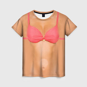 Женская футболка 3D с принтом Идеальное тело в Белгороде, 100% полиэфир ( синтетическое хлопкоподобное полотно) | прямой крой, круглый вырез горловины, длина до линии бедер | грудь | идеальное | купальник | пресс | спорт | тело | торс