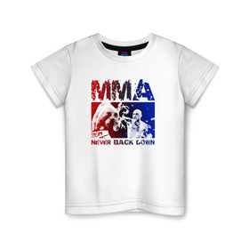 Детская футболка хлопок с принтом MMA Никогда не сдавайся в Белгороде, 100% хлопок | круглый вырез горловины, полуприлегающий силуэт, длина до линии бедер | ufc | без | бои | для поклонников боев без правилmma | единоборства | правил