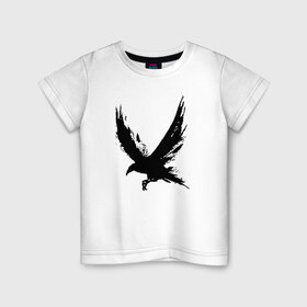 Детская футболка хлопок с принтом Ворон в Белгороде, 100% хлопок | круглый вырез горловины, полуприлегающий силуэт, длина до линии бедер | ворона | черная ворона | черная ворона в виде рисунка краской | черниламиворон